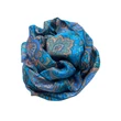 Kobaltkék alapon paisley mintás 100% valódi hernyóselyem sál 50x180 cm