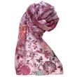 Csipke-vadrózsaszín alapon mintás 100% valódi hernyóselyem sál 50x180 cm