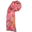 Hollandrózsaszín alapon mintás 100% valódi hernyóselyem sál 50x180 cm