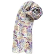 Hófehér alapon virágmintás 100% valódi hernyóselyem sál 50x180 cm