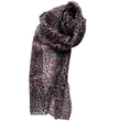 Leopárdmintás párducfekete és vadmálna színű 100% valódi hernyóselyem sál 50x180 cm