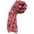 Lazacszín, amazonaszöld és bíbor mintás 100% valódi hernyóselyem sál 100x180 cm