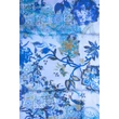 Kristálykék alapon mintás 100% valódi hernyóselyem sál 100x180 cm