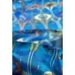 Cölinkék alapon mintás 100% valódi hernyóselyem sál 100x180 cm