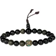 Obszidián mala tibeti osztóval, 21 szemes 17 cm kerületű karmala