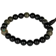 Obszidián mala tibeti osztóval, 21 szemes 17 cm kerületű karmala