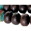 Bodhifa mala tibeti design osztóval, natúr szemekből sötétbarna színben 94 cm kerületű