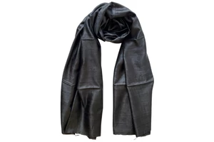 ébenfekete nyers selyem sál