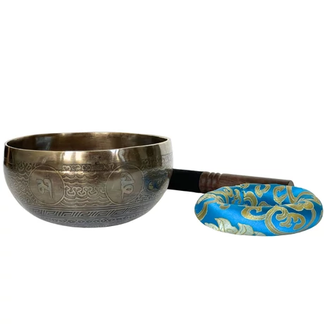 782 grammos tibeti mantrás hangtál 7 fémből türkiz brokát alátéttel - videoval