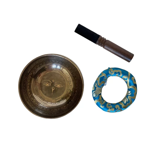 782 grammos tibeti mantrás hangtál 7 fémből türkiz brokát alátéttel - videoval