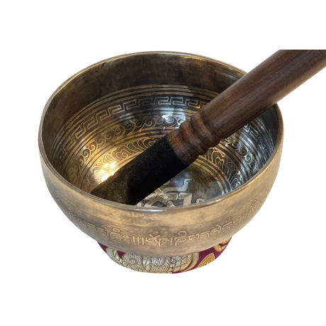 615 grammos tibeti mantrás hangtál 7 fémből bordó brokát alátéttel - videoval