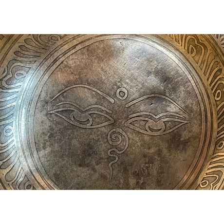 682 grammos tibeti mantrás hangtál 7 fémből piros brokát alátéttel - videoval