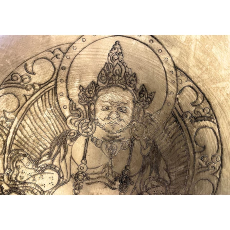 Dzambala hangtál tibeti mantrás 7 fémből sárga színű brokáttal - videoval