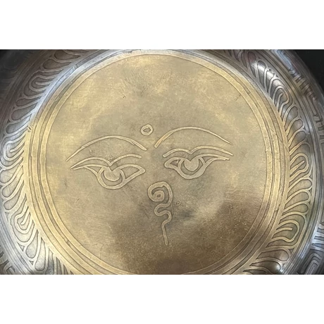 Zöld Tara tibeti mantrás hangtál 7 fémből zöld színű brokáttal és ütővel - videoval