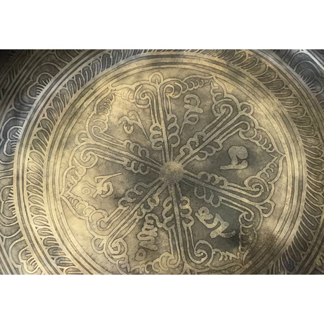 Zöld Tara tibeti mantrás hangtál 7 fémből zöld színű brokáttal és ütővel - videoval