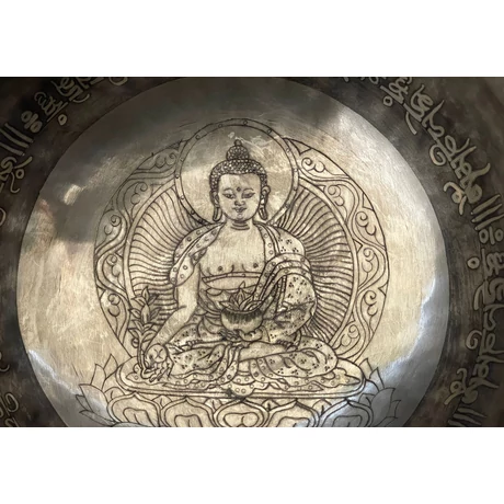 Gyógyító Buddha hangtál 7 fémből kék brokáttal és ütővel - videoval