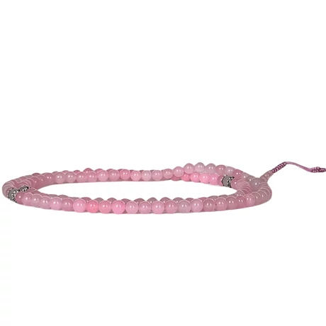 Rózsakvarc mala holdkő osztóval 108 szemes 88 cm kerületű