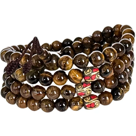 Tigrisszem mala tibeti osztóval 108 szemes 90 cm kerületű