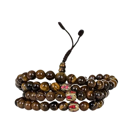 Tigrisszem mala tibeti osztóval 108 szemes 90 cm kerületű