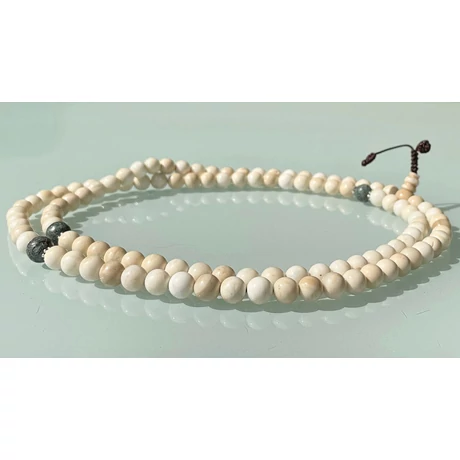 Antikolt kagyló mala valódi türkiz osztóval 94 cm kerületű