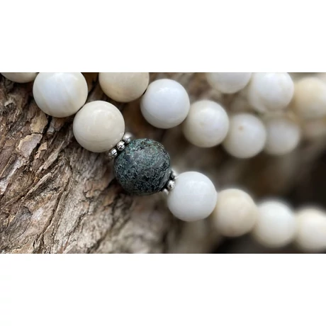 Antikolt kagyló mala valódi türkiz osztóval 94 cm kerületű