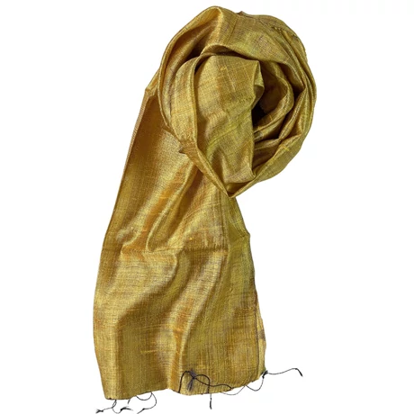 100% valódi hernyóselyem avignoni sárga színű nyers selyem sál 70x180cm