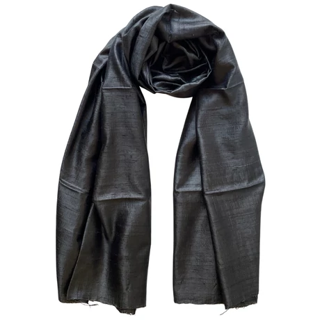 ébenfekete nyers selyem sál