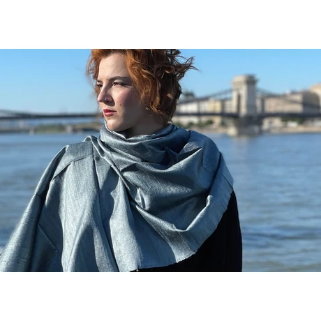 100% valódi hernyóselyem egérszürke színű nyers selyem sál