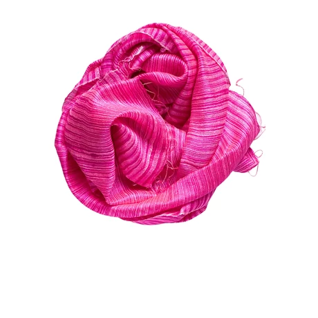 100% valódi hernyóselyem fukszia csíkos nyers selyem sál 50x180cm