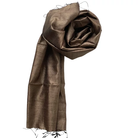 100% valódi hernyóselyem szarvasbarna színű nyers selyem sál