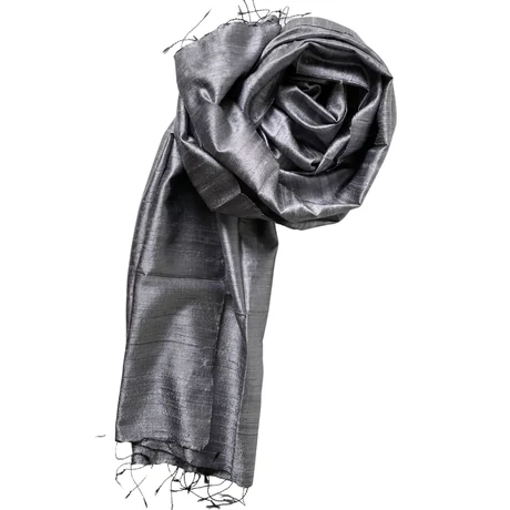 100% valódi hernyóselyem hamuszürke színű nyers selyem sál