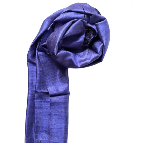 100% valódi hernyóselyem császárkék színű nyers selyem sál