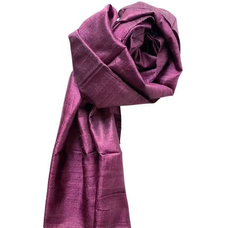 100% valódi hernyóselyem árvácskalila színű nyers selyem sál