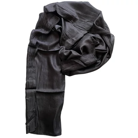 Obszidiánfekete 100% valódi hernyóselyem sál 50x180cm
