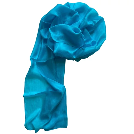 Türkizkék színű 100% valódi hernyóselyem sál 50x180cm