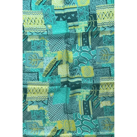 Malachitzöld, amazonaszöld, citromsárga mintás 100% valódi hernyóselyem sál 100x180 cm