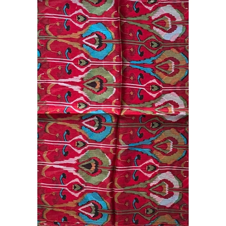 Római vörös alapon mintás 100% valódi hernyóselyem sál 50x180 cm