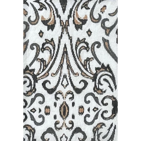 Habfehér alapon bársonyfekete és szépiabarna mintás 100% valódi hernyóselyem sál 50x180 cm