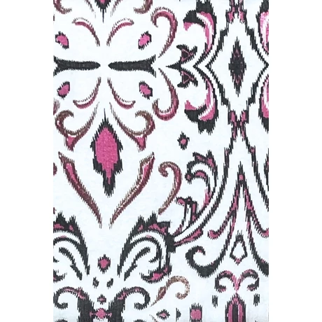 Habfehér alapon bársonyfekete és görögbíbor mintás 100% valódi hernyóselyem sál 50x180 cm