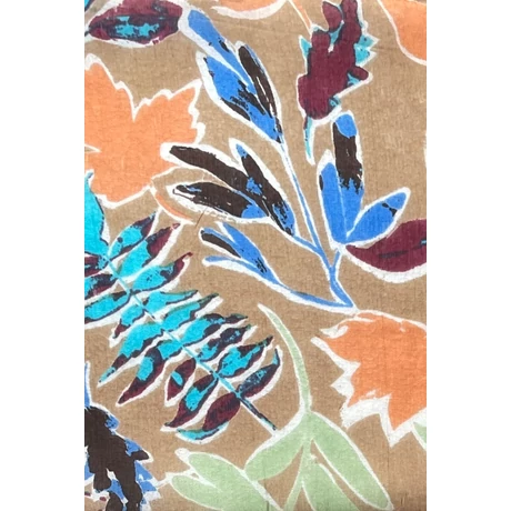 Mandulaszín alapon levélmintás 100% valódi hernyóselyem sál 50x180 cm