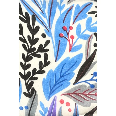 Harmatfehér alapon levélmintás 100% valódi hernyóselyem sál 50x180 cm