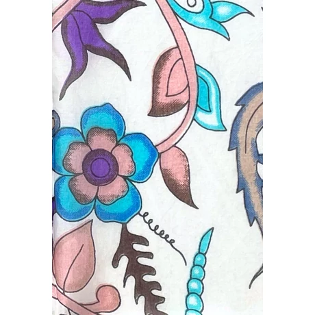 Orchideafehér alapon virágmintás 100% valódi hernyóselyem sál 50x180 cm