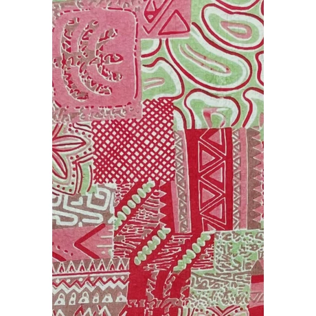 Vadmálna, pacsulirózsaszín és bambuszzöld mintás 100% valódi hernyóselyem sál 50x180 cm