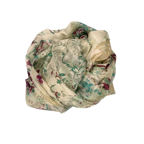 Bahama-beige alapon mintás 100% valódi hernyóselyem sál 50x180 cm