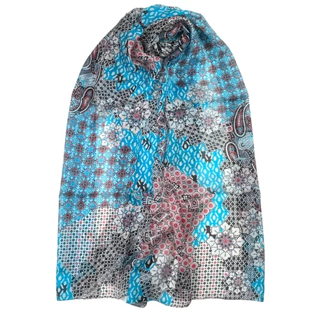 Harmarfehér alapon mintás 100% valódi hernyóselyem sál 50x180 cm