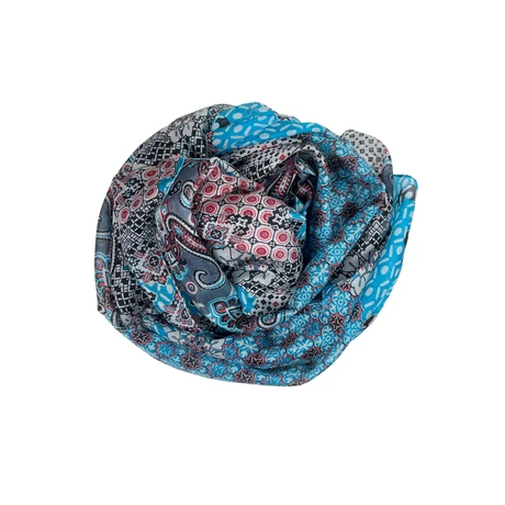 Harmarfehér alapon mintás 100% valódi hernyóselyem sál 50x180 cm