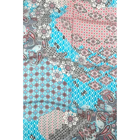 Harmarfehér alapon mintás 100% valódi hernyóselyem sál 50x180 cm