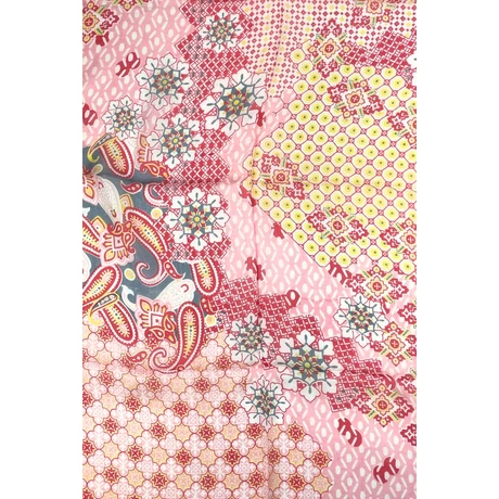 Hollandrózsaszín alapon mintás 100% valódi hernyóselyem sál 50x180 cm