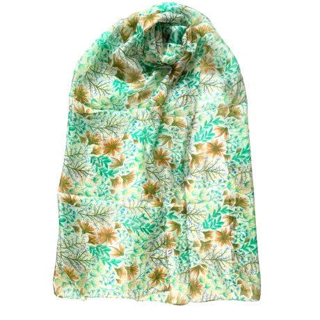 Álomfehér alapon virágmintás 100% valódi hernyóselyem sál 50x180 cm