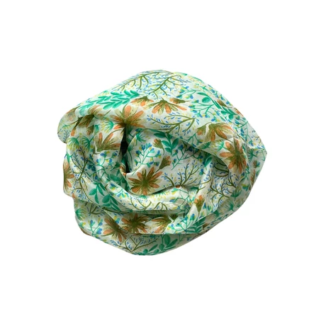 Álomfehér alapon virágmintás 100% valódi hernyóselyem sál 50x180 cm